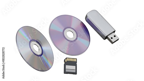  high-quality 3D rendered collection of various portable digital data storage devices isolated on a clean white background