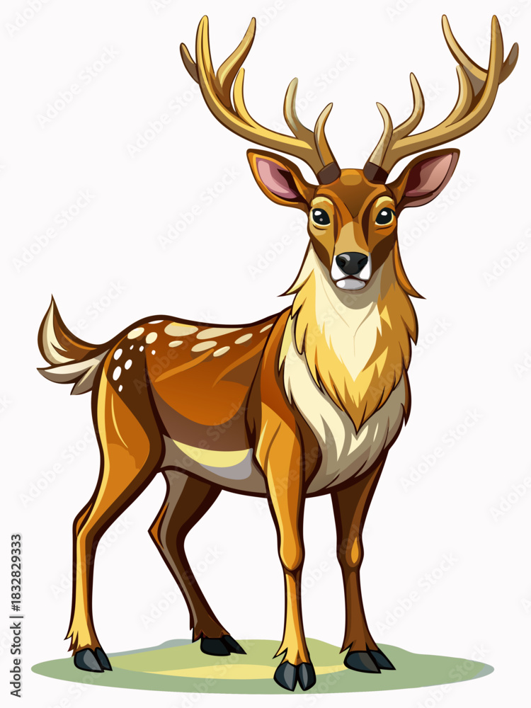 Fototapeta premium deer , big horn real, full body , white background