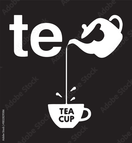 Creative Tea Logo with Teapot and Cup Wordplay