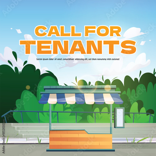 Promotional Advertising poster illustration with Pop-up Shop Cartoon style