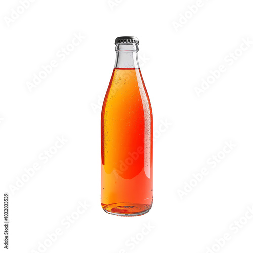 Refreshing Orange Beverage in a Glass Bottle With Bubbles and Natural Colors