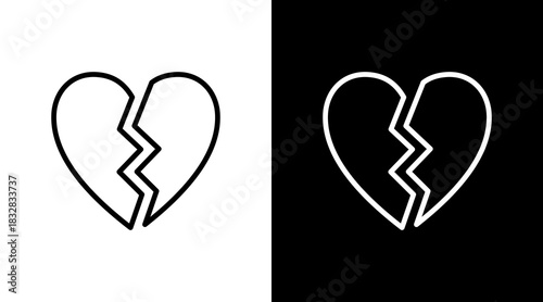 Broken Heart  White Icon Set Design