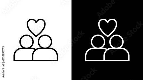Couple  White Icon Set Design