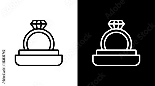 Engagement Ring  White Icon Set Design