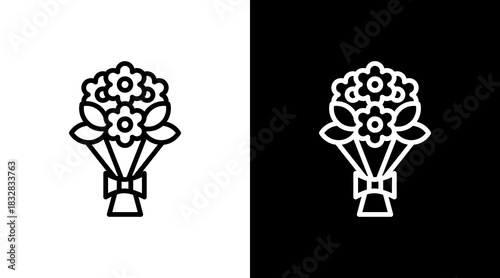 Bouquet  White Icon Set Design