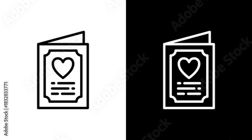 Valentine Card  White Icon Set Design