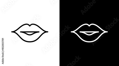 Kiss Lips  White Icon Set Design
