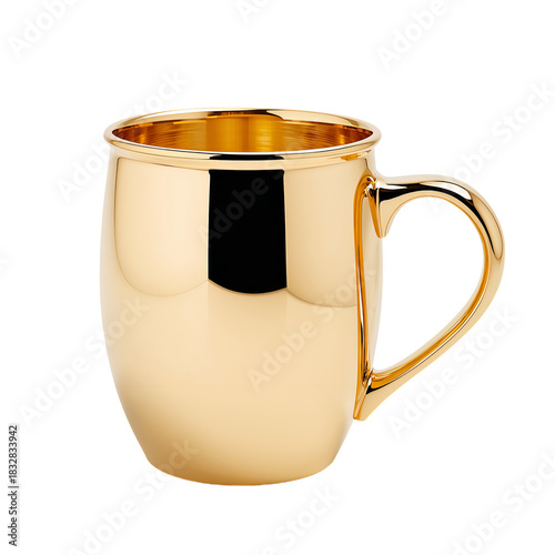 Shiny Golden Cup Resting on a Surface Ready for Beverages in a Cozy Setting
