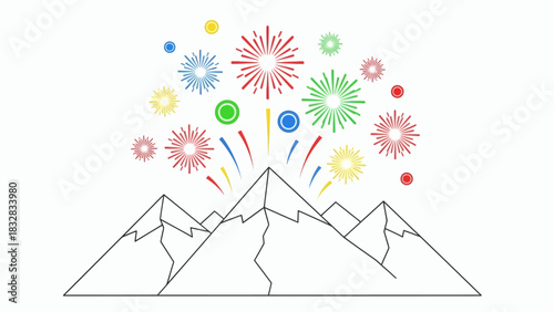 Minimalist New Year themed illustration celebrating the arrival of the upcoming year with festive elements