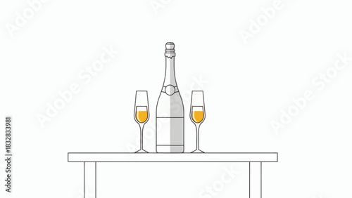 Minimalist New Year themed illustration celebrating the arrival of the upcoming year with festive elements