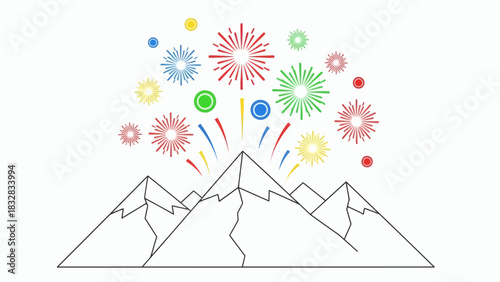 Minimalist New Year themed illustration celebrating the arrival of the upcoming year with festive elements