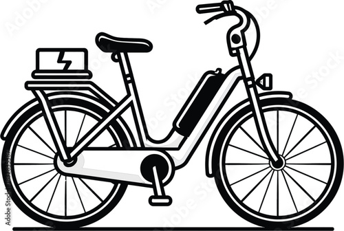 Electric bicycle icon with battery on white background e-bike bike