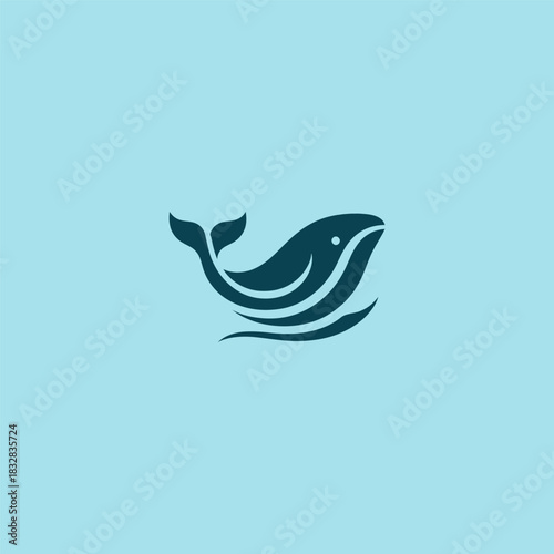 Simple whale logo with clean dark silhouette and smooth minimal form.