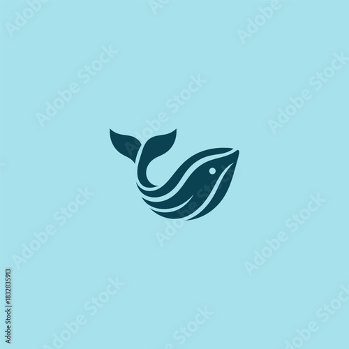 Simple whale logo with clean dark silhouette and smooth minimal form.