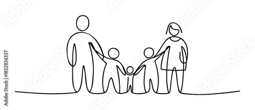 Abstract depiction of a family unit holding hands, representing unity and connection for use in social causes and community outreach projects.