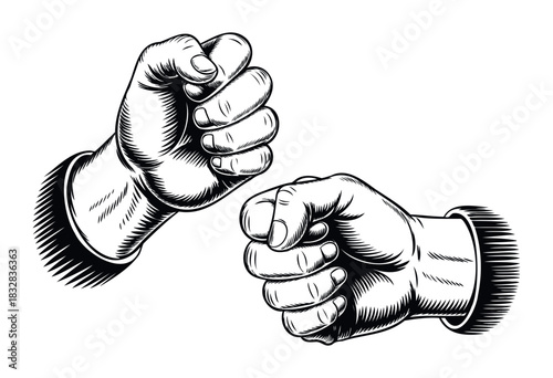 Powerful clenched fists symbolize strength and determination, suitable for motivational campaigns and protest messaging representing unity and resistance.