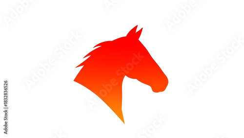 Fiery Horse Head Silhouette with Gradient, Abstract Design for Equine and Branding, Warm and Dynamic Image, Logo, Vector Art