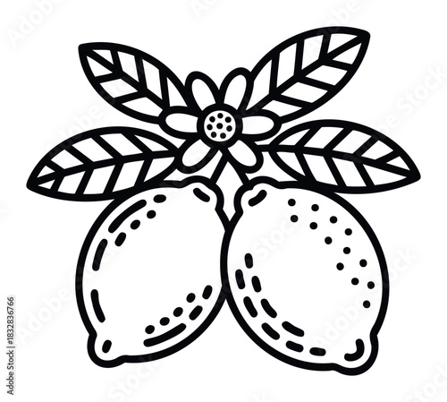 Fresh citrus fruits and flower sprigs with leaves, symbolizing healthy organic produce for food and beverage promotion and natural wellness marketing.