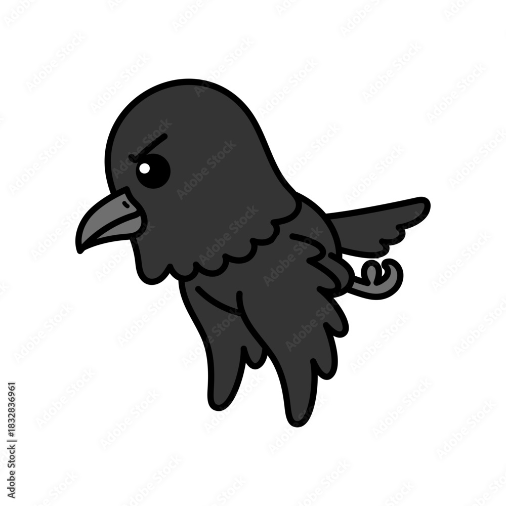 Naklejka premium Cartoon Illustration of Flying Crow