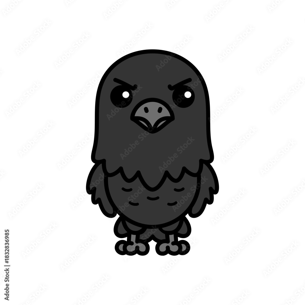 Fototapeta premium Cartoon Illustration of a Cute Crow