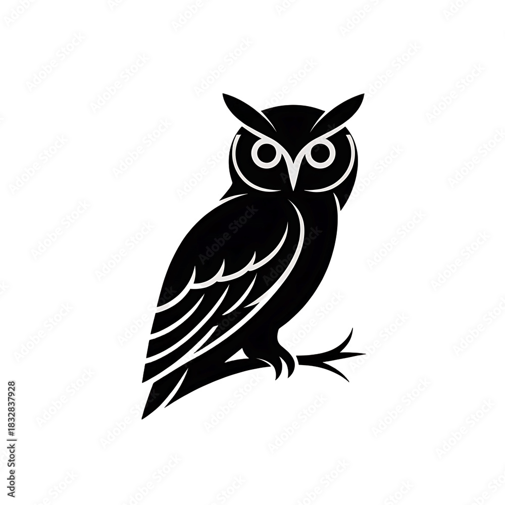 Fototapeta premium Whimsical hand drawn sketch of a wise owl perched on a branch isolated on transparent background