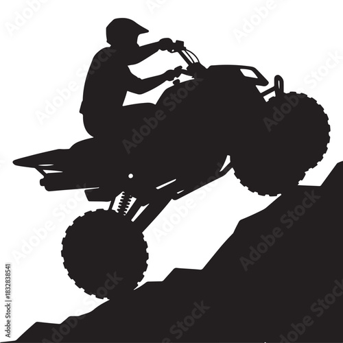 Silhouette of ATV and rider with extreme adventure impression