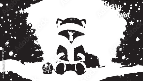 High contrast black and white outdoor statue with trees and carved figure.