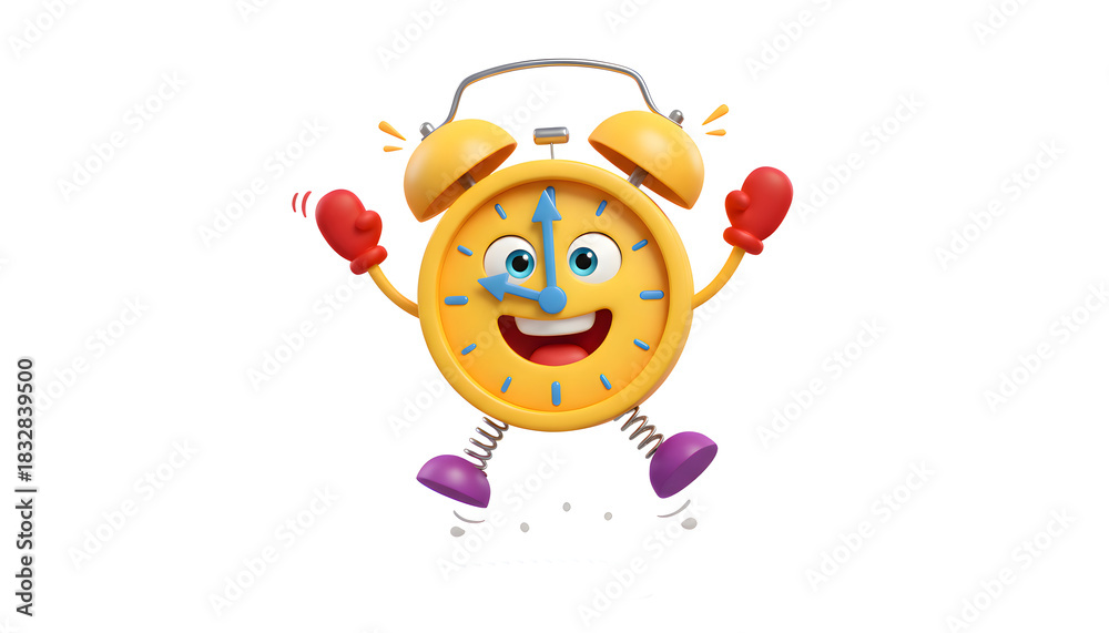 Obraz premium Cute Pastel Cartoon Alarm Clock Character Isolated on transparent Background