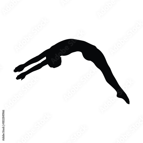 Elegant silhouette of a gymnast performing a graceful arching backflip silhouette