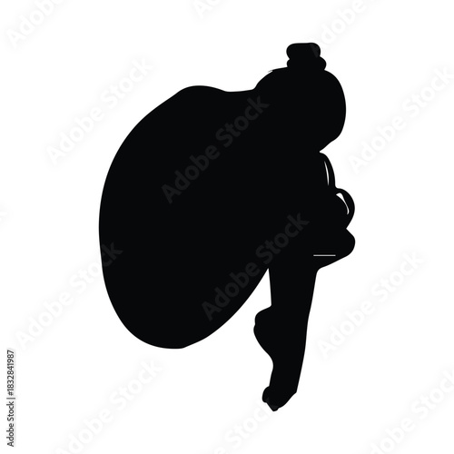 Graceful dancer in a dynamic pose silhouette on a white background