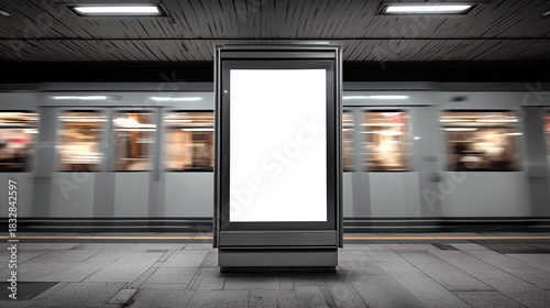 Creative mockup for a blank billboard design in a busy subway station
