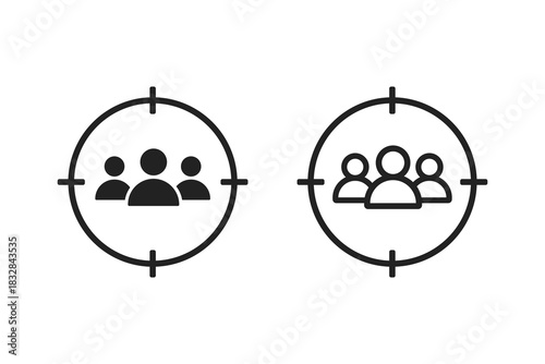 Target audience icon. Focus group vector symbols illustration. Find target client. Vector illustration