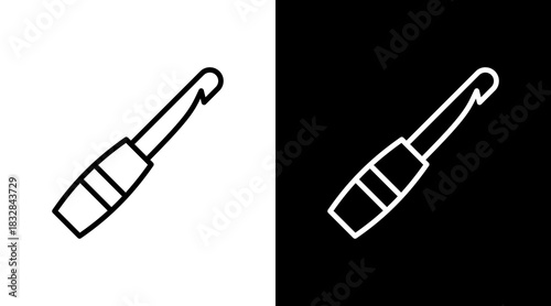 Crochet Hook  White Icon Set Design