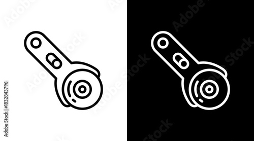Rotary Cutter  White Icon Set Design