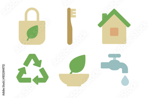 Abstract eco icons: sustainability and energy conservation