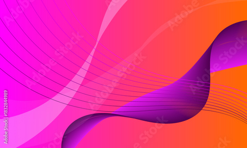 Fototapeta Naklejka Na Ścianę i Meble -  orange purple violet smooth lines wave curves 3d on soft gradient abstract background