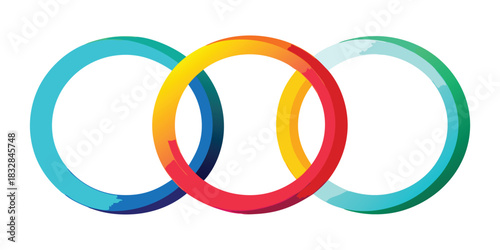 Interlocking circles in vibrant hues create a visually appealing and modern abstract design
