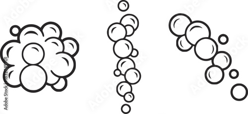 Black and white line art bubbles cluster and streams