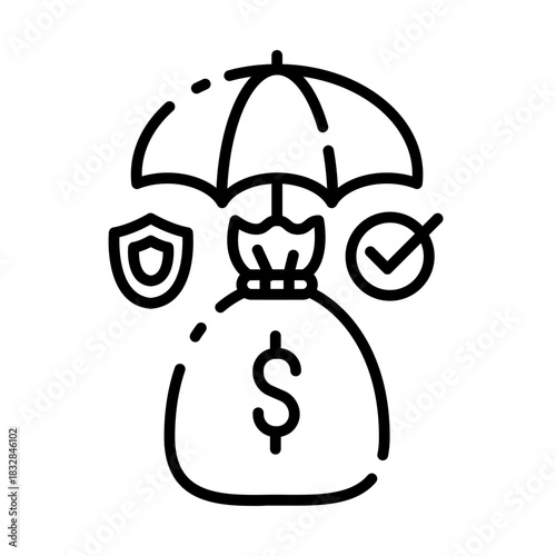 Financial Insurance and Investment Protection Line Icon