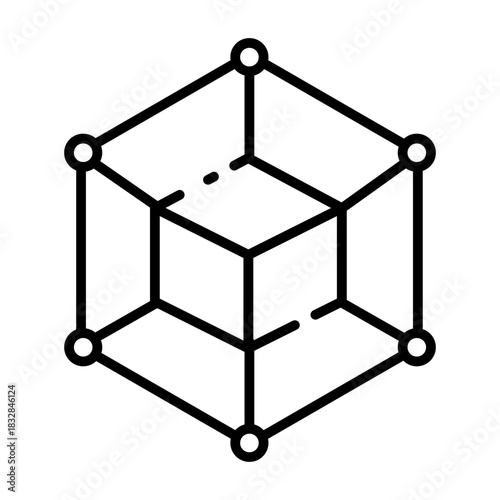 Blockchain Technology and Decentralized Network Line Icon