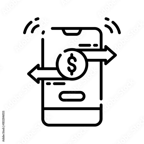 Mobile Money Transfer and P2P Payment Line Icon