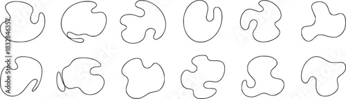 Ten abstract organic shapes in a minimalist line drawing