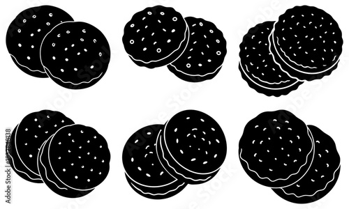 Delightful sandwich cookies, a sweet treat for any occasion! Perfect for baking projects, dessert menus, and delicious food designs. Originally a vector graphic.