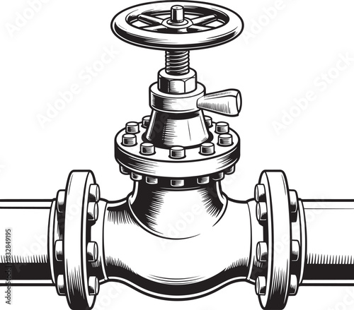 Valve on a pipeline detailed illustration of an industrial control isolated on white background