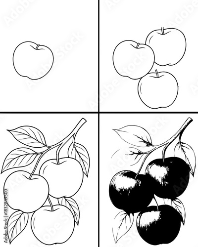 sketch of apple tree