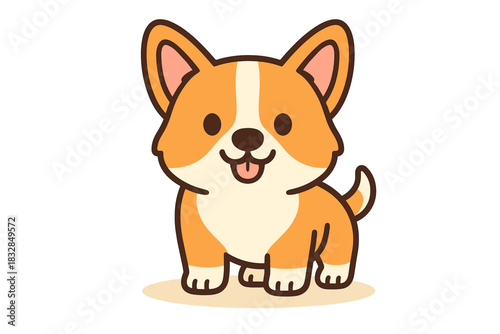 Cute cartoon corgi puppy illustration with happy expression