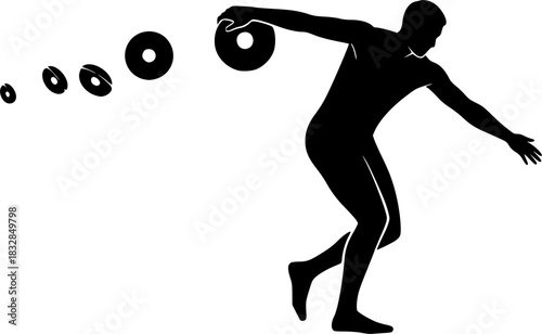 Discus thrower silhouette, Discus silhouettes, Discus thrower player silhouette, Discus thrower, Discus, Discus thrower player, Discus thrower