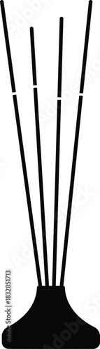 Incense Stick Silhouette. Black and White Icon Design Elements on Isolated White Background