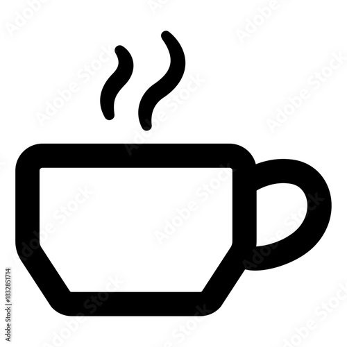 Hot Coffee Cup Icon – A warm beverage served in a cup with rising steam, representing coffee, tea, espresso, cappuccino, and other hot drinks.
