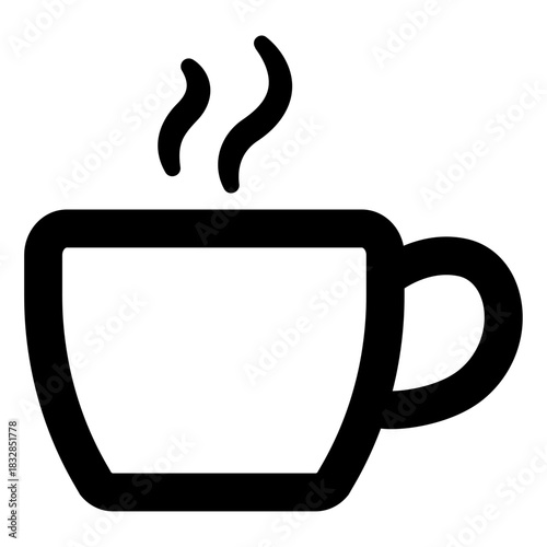 Hot Coffee Cup Icon – A simple and clean line-style illustration representing hot beverages, coffee, tea, cafés, breakfast menus, and warm drink services.

